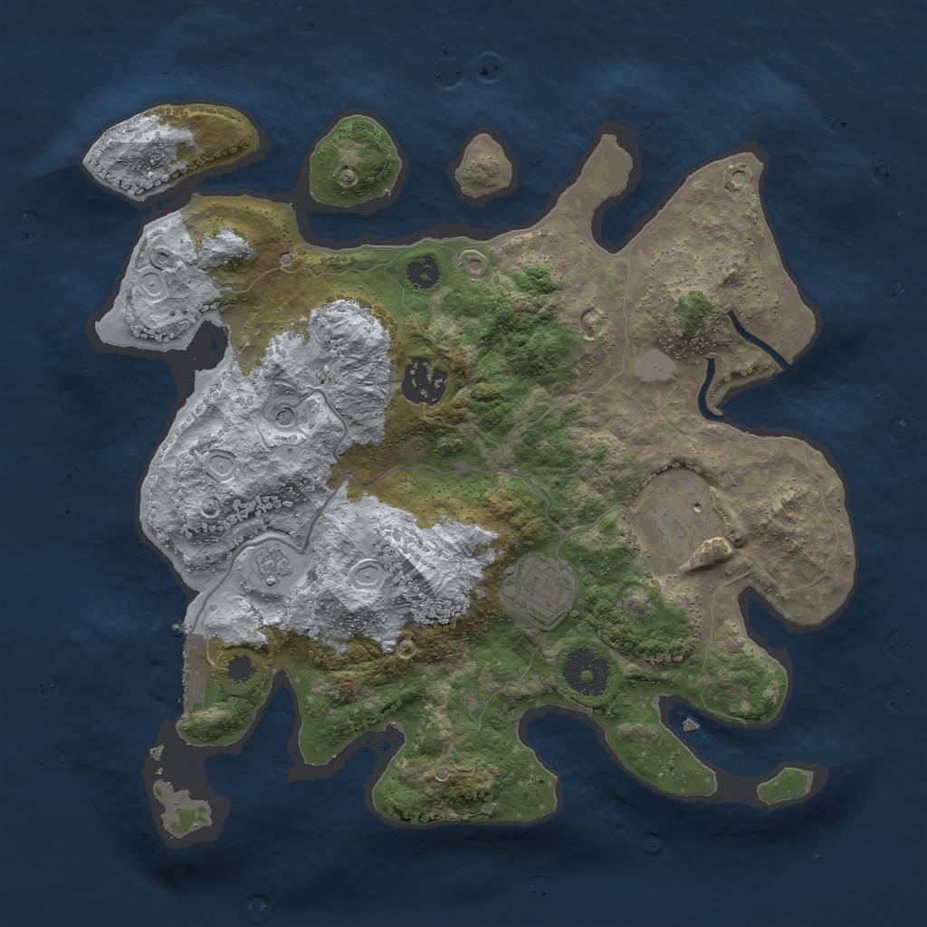 Rust Map: Procedural Map, Size: 3000, Seed: 48666695, 9 Monuments