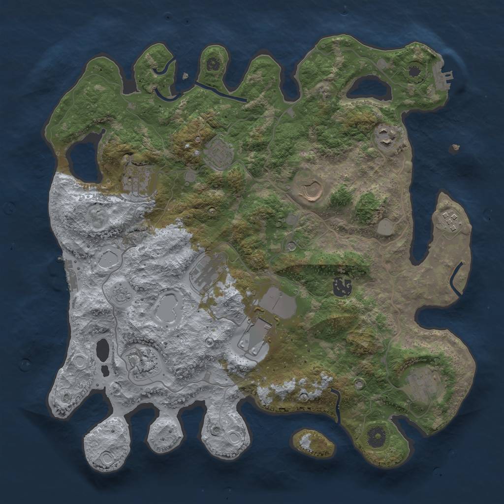 Rust Map: Procedural Map, Size: 3750, Seed: 869685468, 17 Monuments