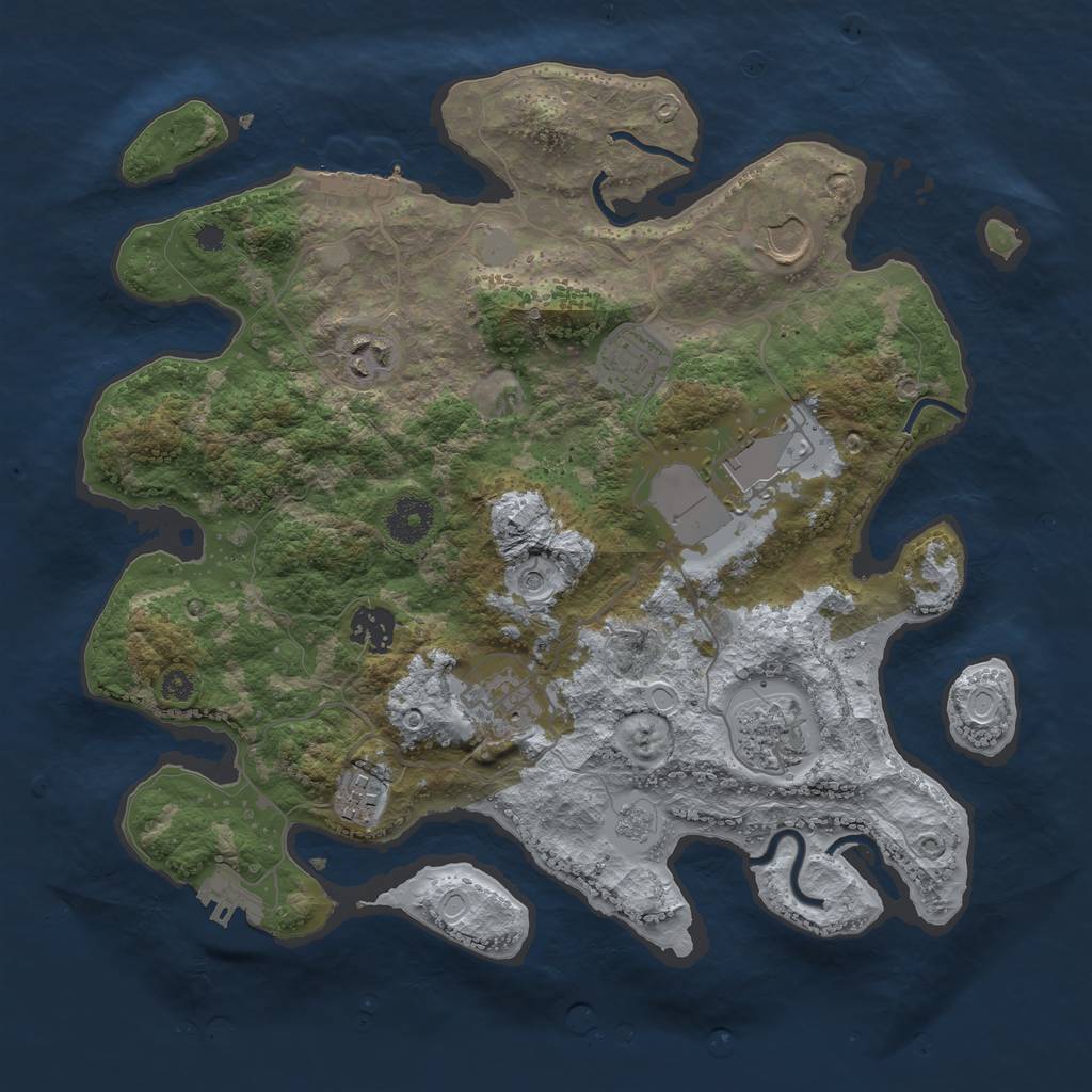Rust Map: Procedural Map, Size: 3500, Seed: 91266622, 17 Monuments