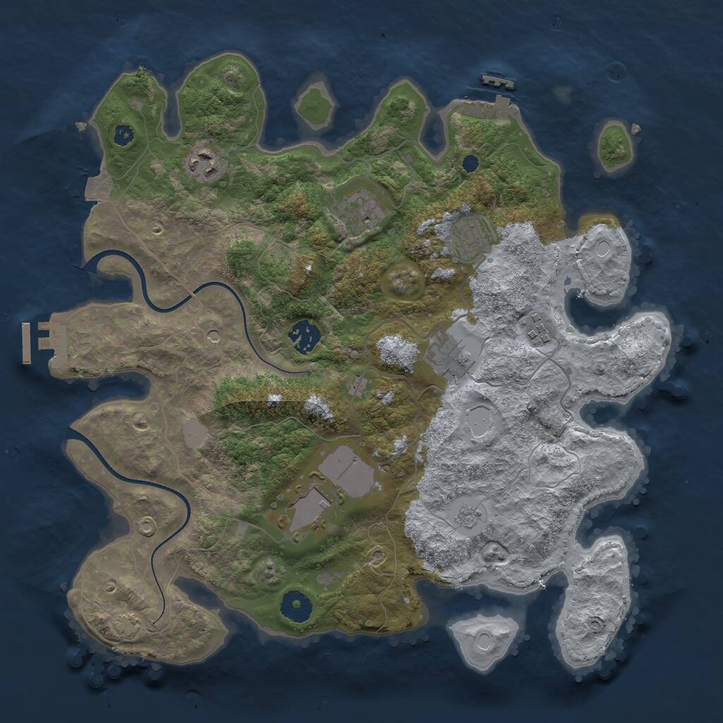 Rust Map: Procedural Map, Size: 3500, Seed: 34532485, 13 Monuments