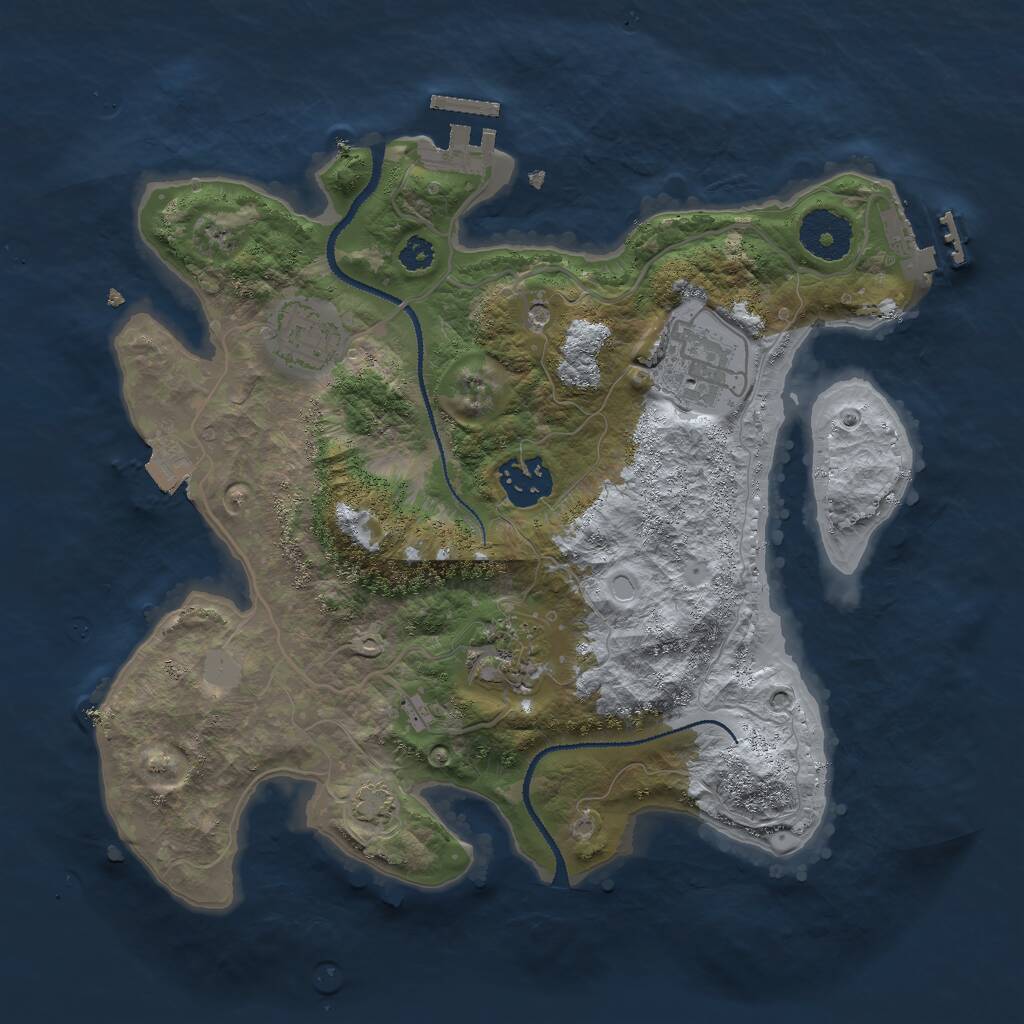 Rust Map: Procedural Map, Size: 3000, Seed: 2085100170, 9 Monuments