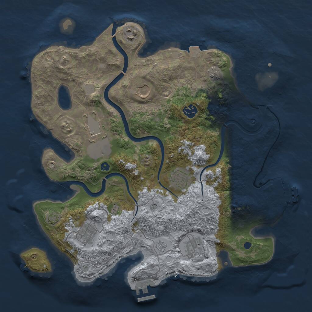 Rust Map: Procedural Map, Size: 3500, Seed: 59373123, 14 Monuments