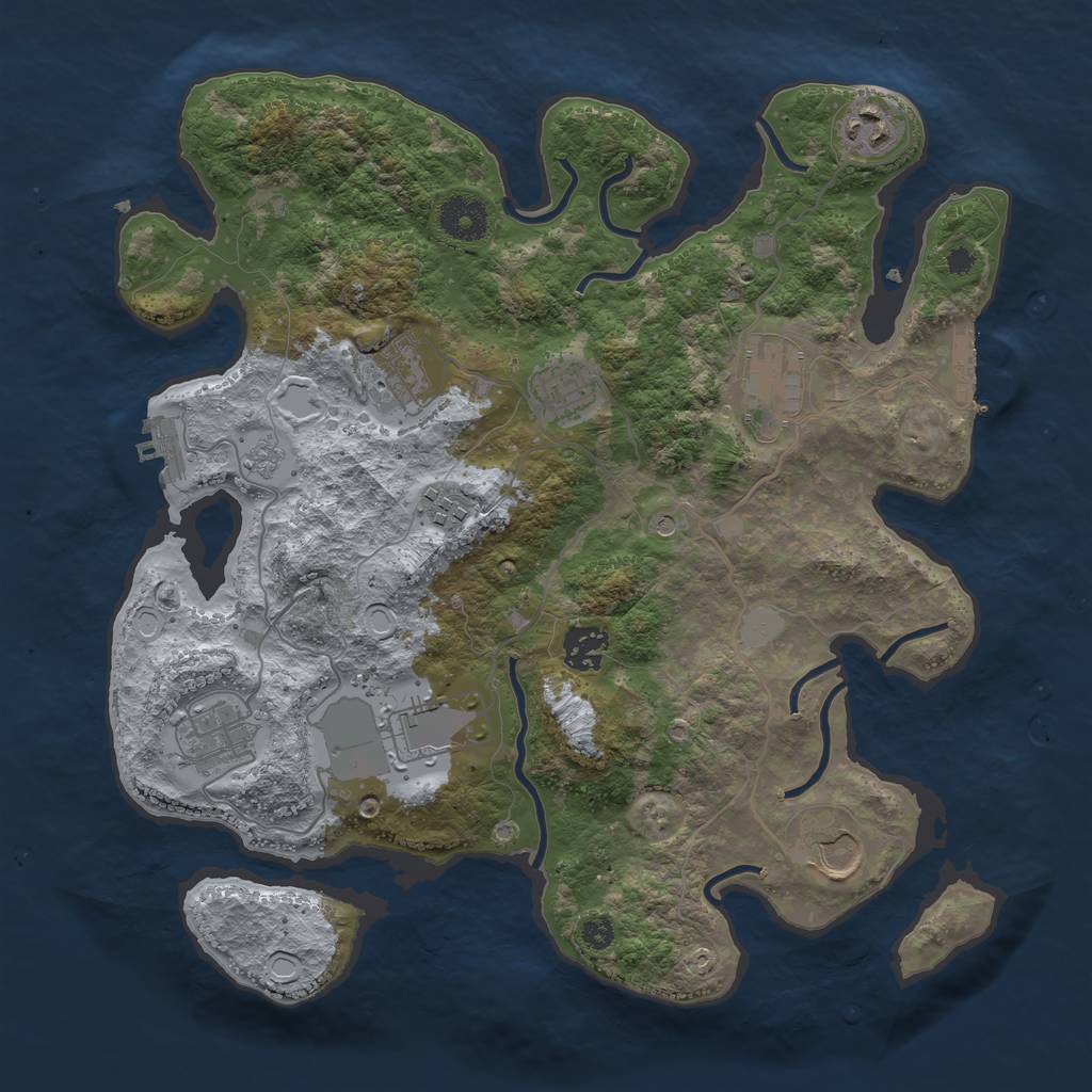 Rust Map: Procedural Map, Size: 3500, Seed: 43082634, 18 Monuments