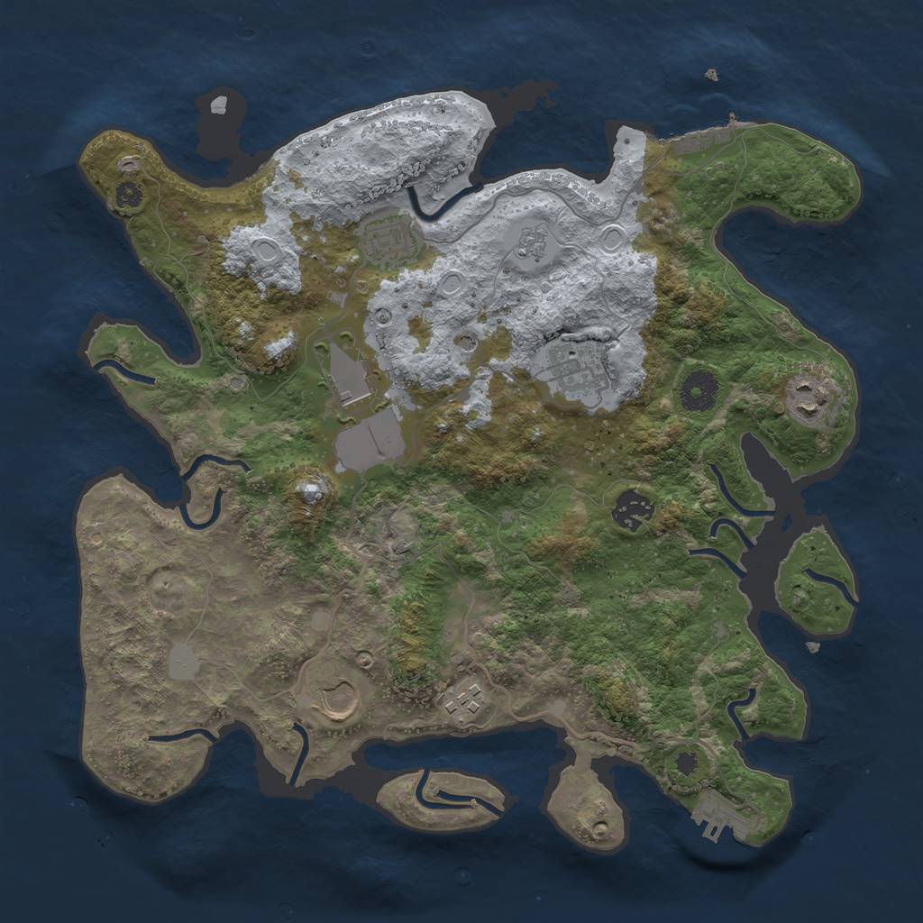 Rust Map: Procedural Map, Size: 3500, Seed: 57645602, 16 Monuments