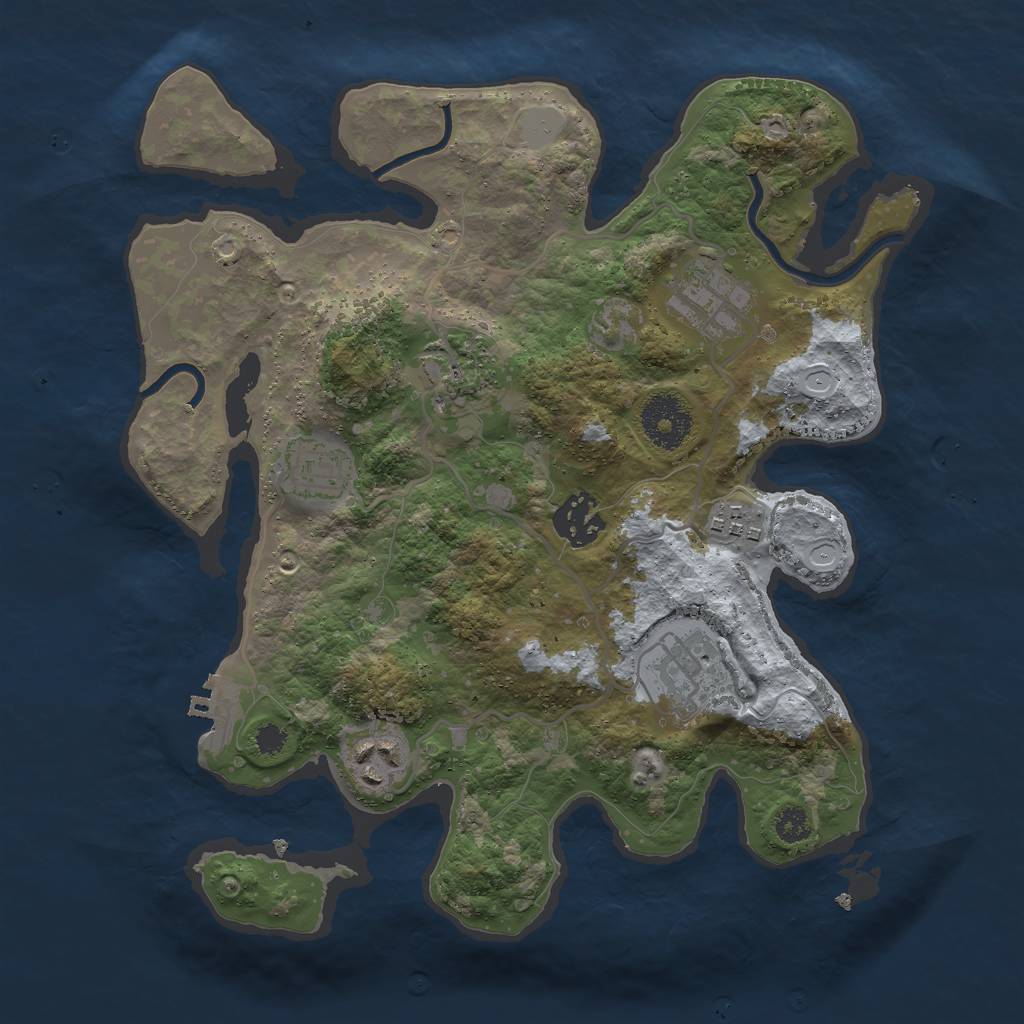 Rust Map: Procedural Map, Size: 3000, Seed: 222672, 13 Monuments