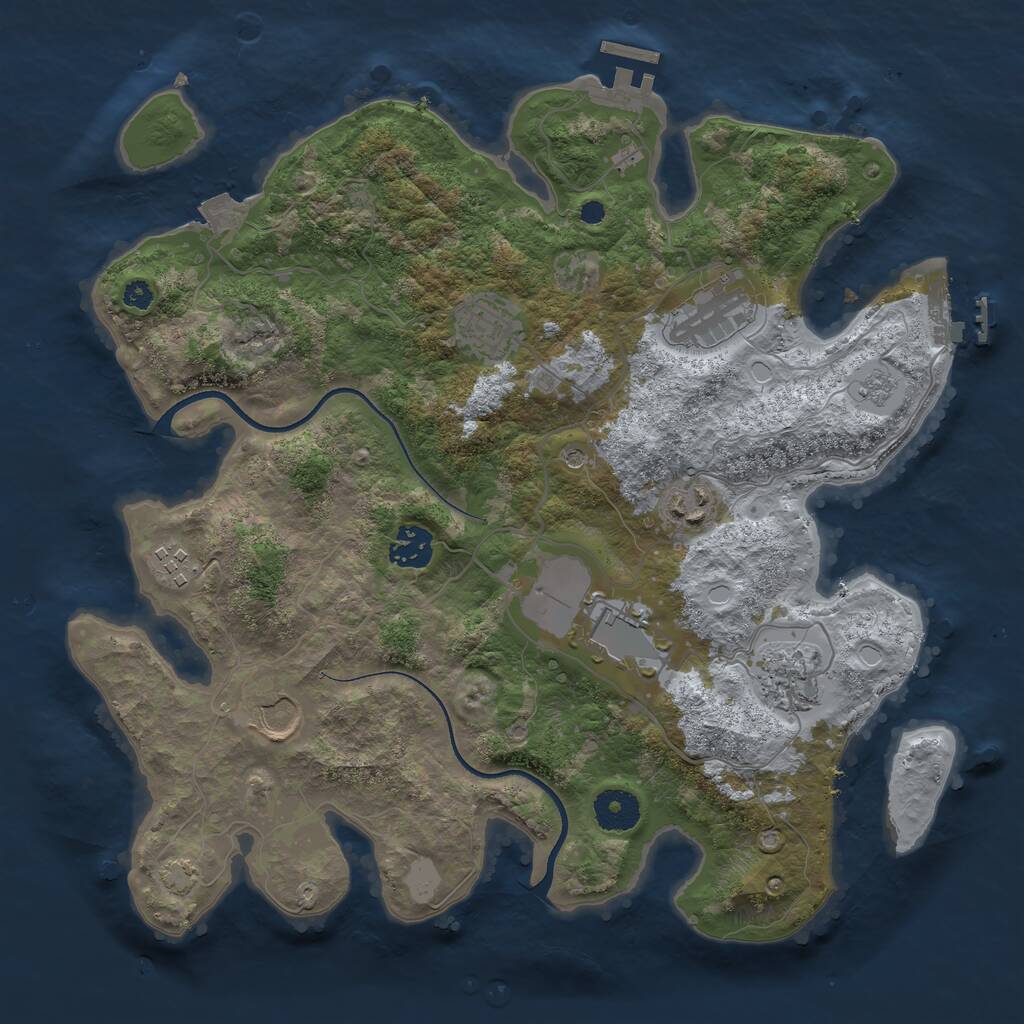Rust Map: Procedural Map, Size: 3500, Seed: 22035496, 14 Monuments