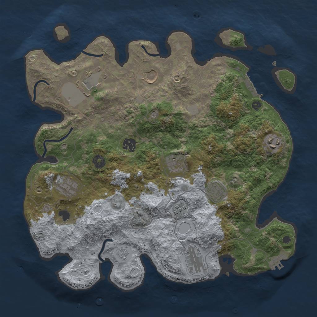Rust Map: Procedural Map, Size: 3500, Seed: 61515688, 18 Monuments