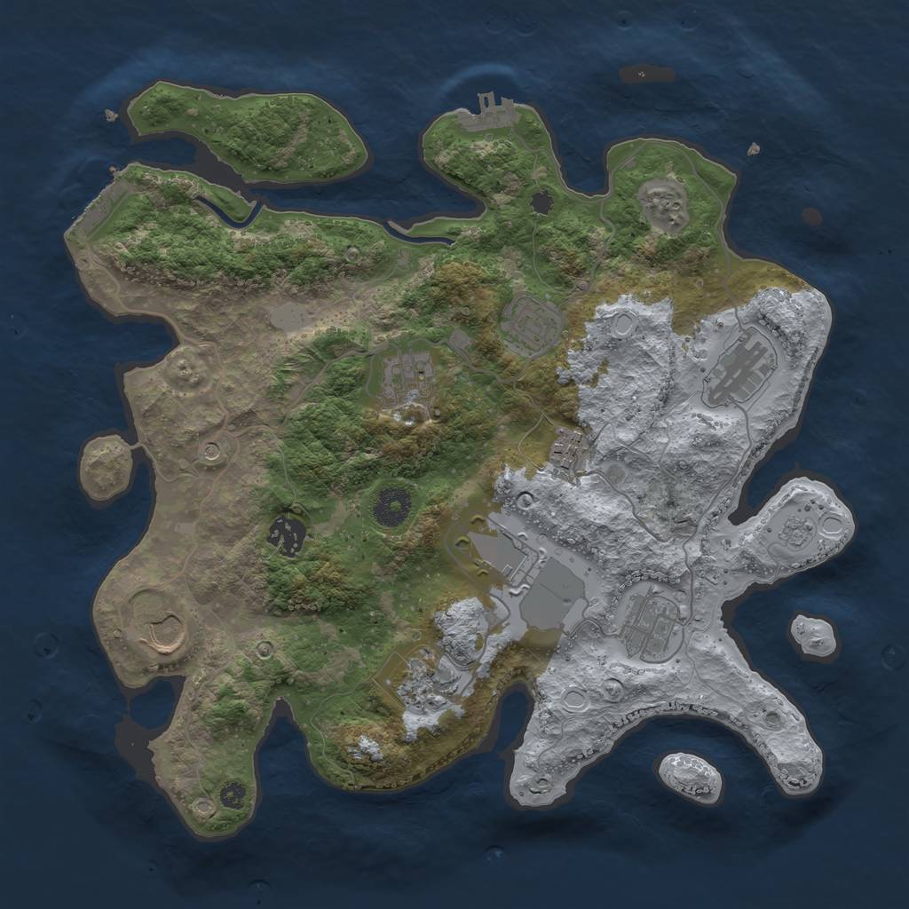 Rust Map: Procedural Map, Size: 3500, Seed: 876933917, 18 Monuments