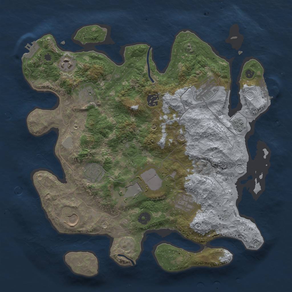 Rust Map: Procedural Map, Size: 3500, Seed: 26875015, 18 Monuments