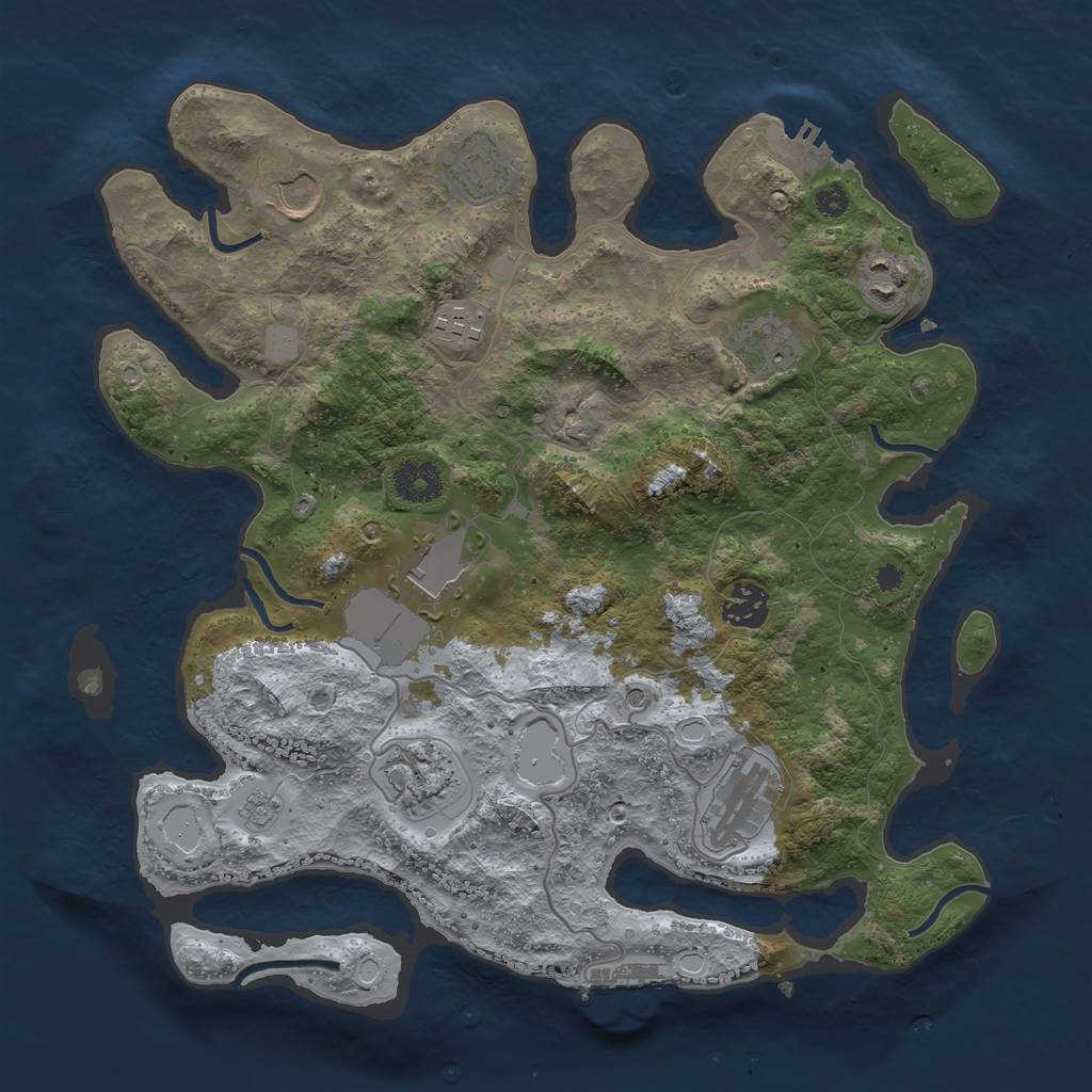 Rust Map: Procedural Map, Size: 3500, Seed: 84781897, 18 Monuments