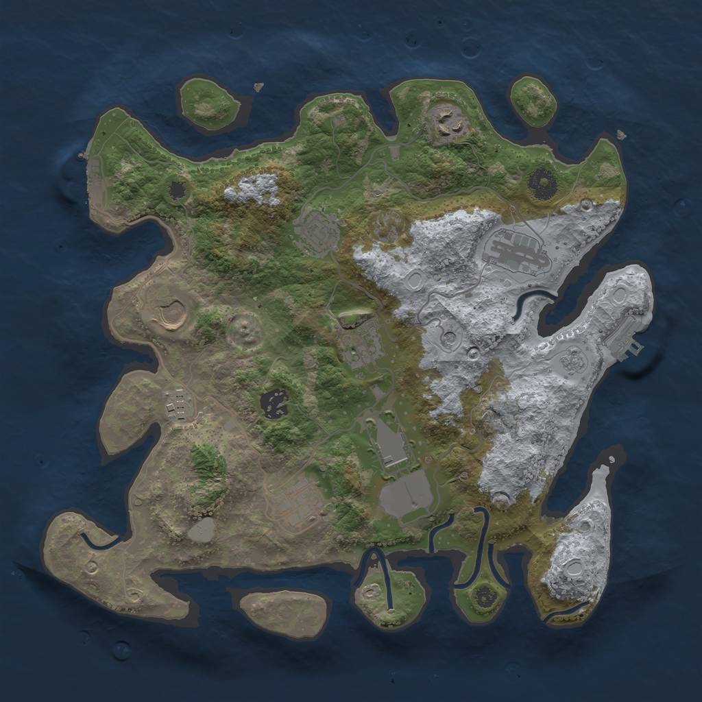 Rust Map: Procedural Map, Size: 3500, Seed: 95626469, 18 Monuments