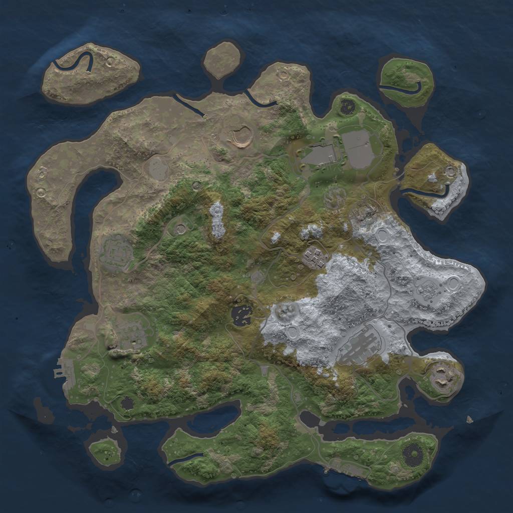 Rust Map: Procedural Map, Size: 3500, Seed: 66684019, 17 Monuments