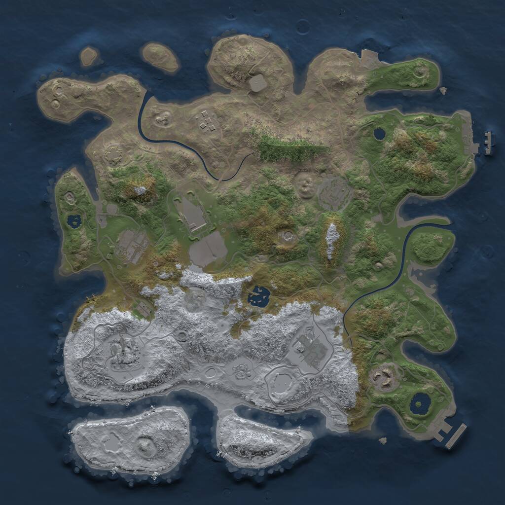 Rust Map: Procedural Map, Size: 3500, Seed: 58902419, 14 Monuments