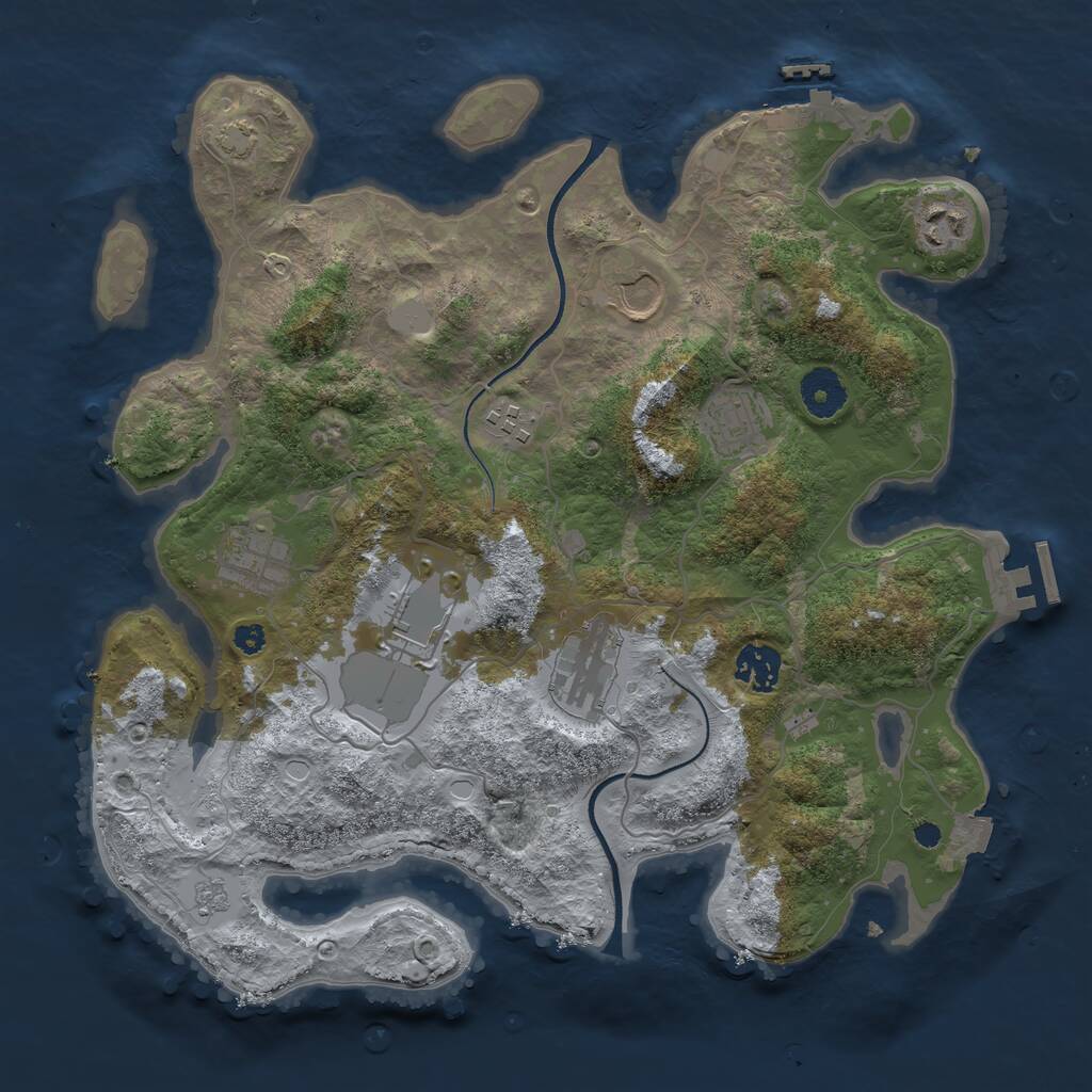Rust Map: Procedural Map, Size: 3500, Seed: 61929968, 13 Monuments