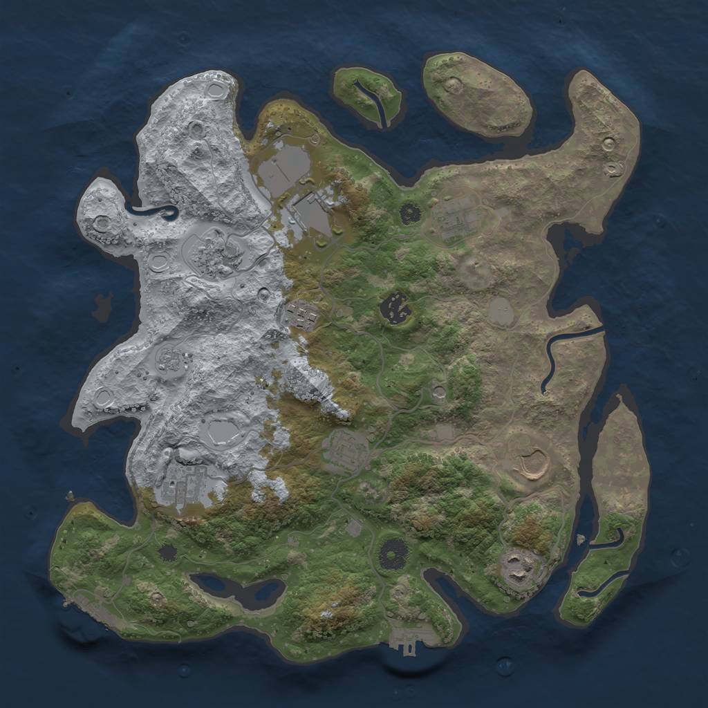 Rust Map: Procedural Map, Size: 3500, Seed: 77553295, 18 Monuments