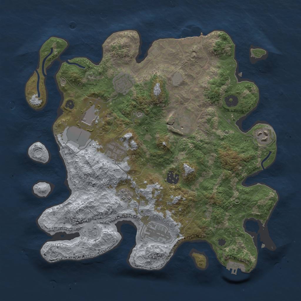 Rust Map: Procedural Map, Size: 3500, Seed: 37359366, 17 Monuments