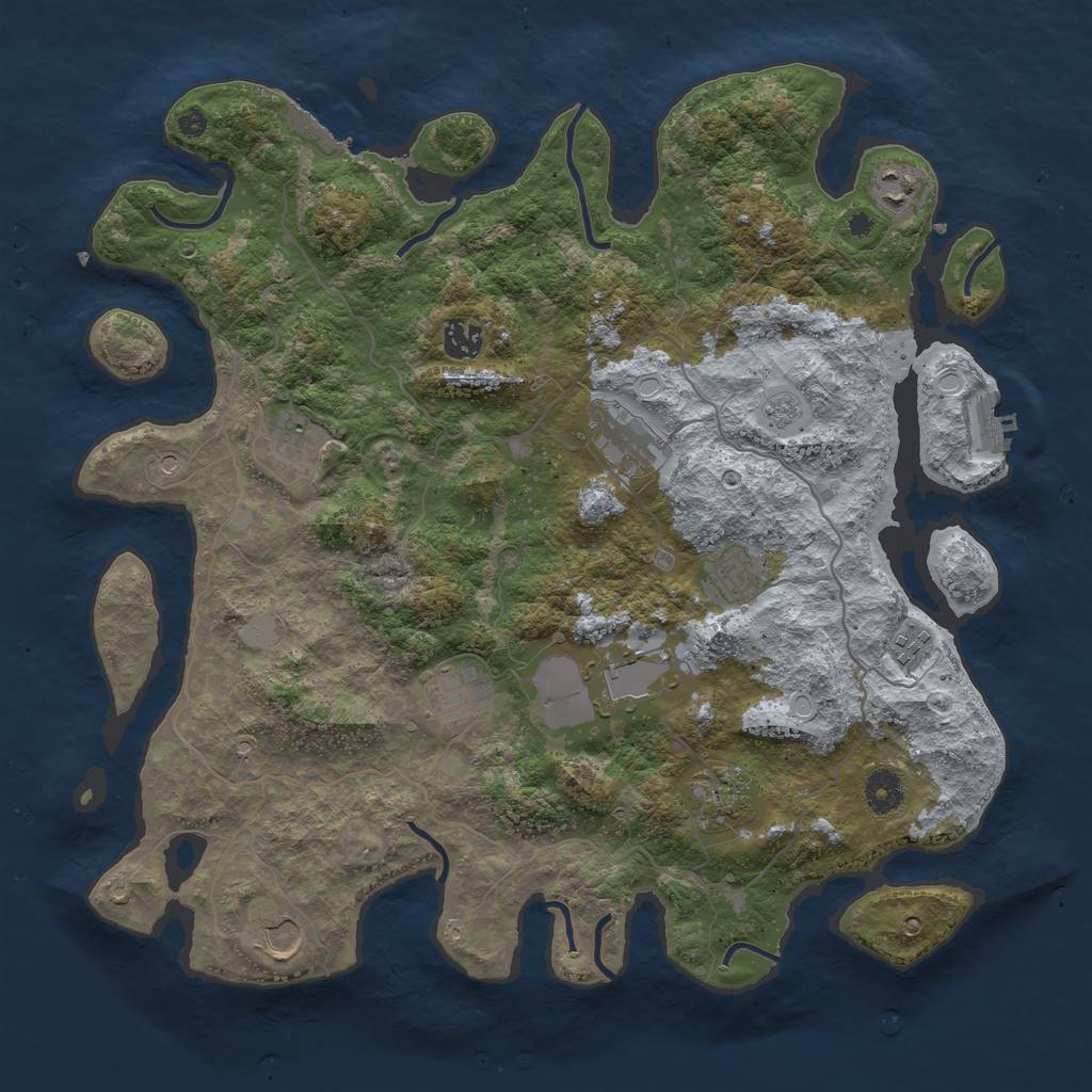 Rust Map: Procedural Map, Size: 4000, Seed: 138224, 19 Monuments