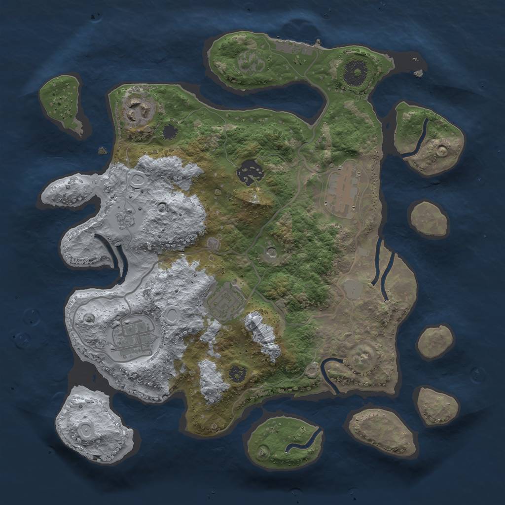 Rust Map: Procedural Map, Size: 3000, Seed: 825723484, 13 Monuments