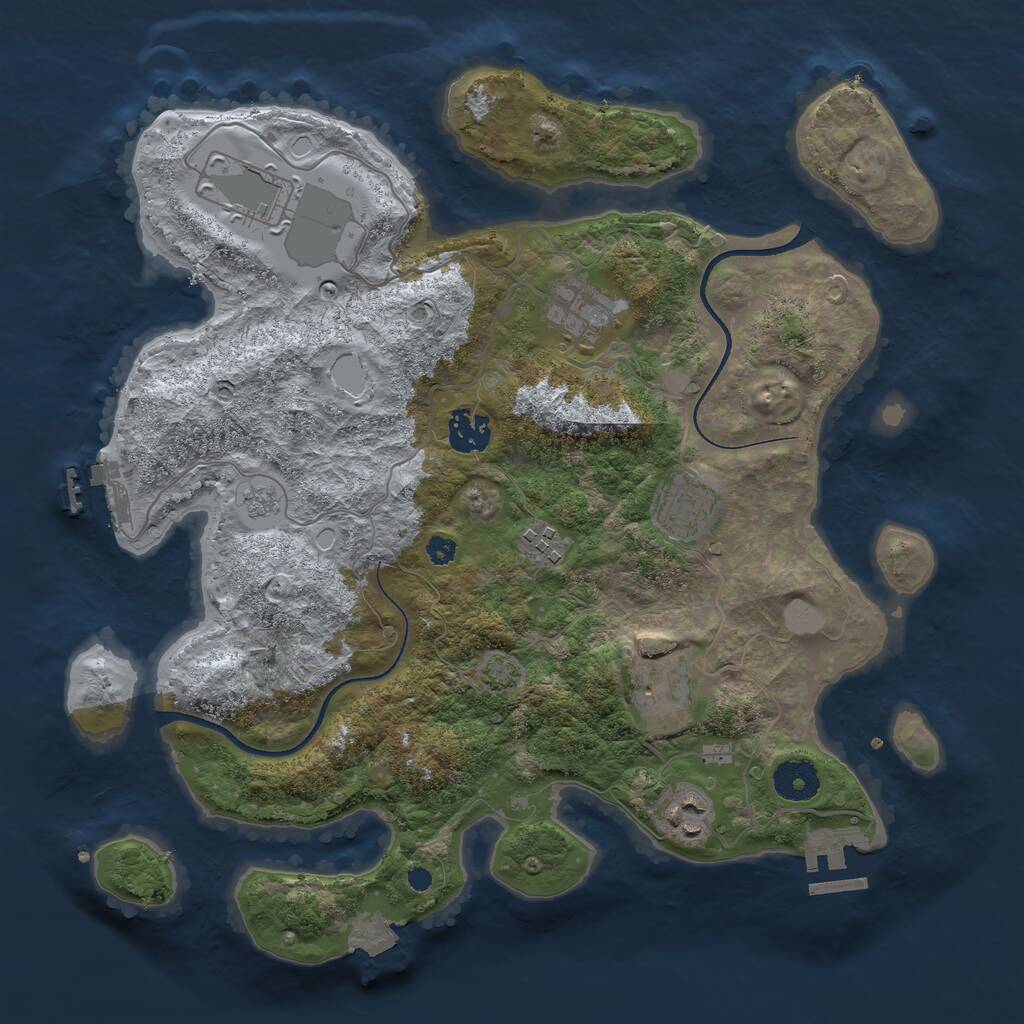 Rust Map: Procedural Map, Size: 3500, Seed: 89684087, 12 Monuments