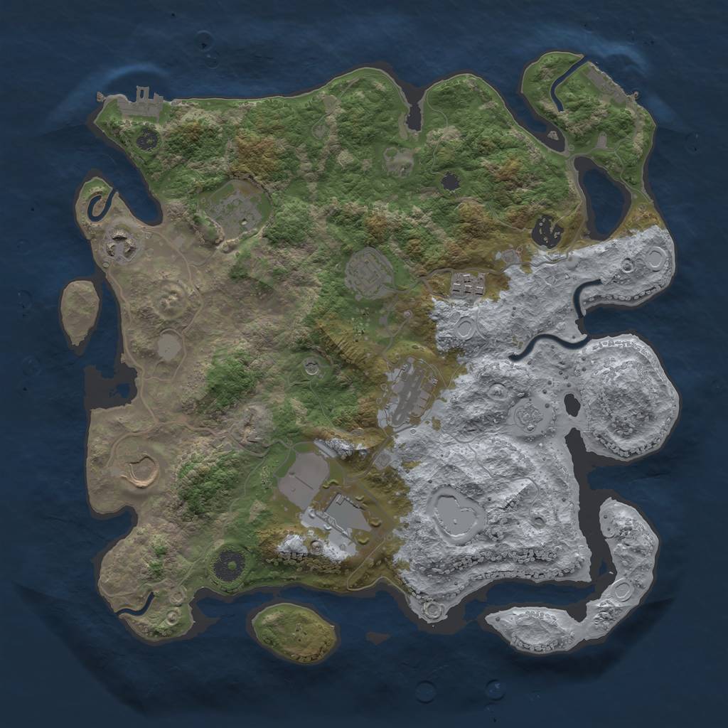 Rust Map: Procedural Map, Size: 3500, Seed: 99206303, 17 Monuments