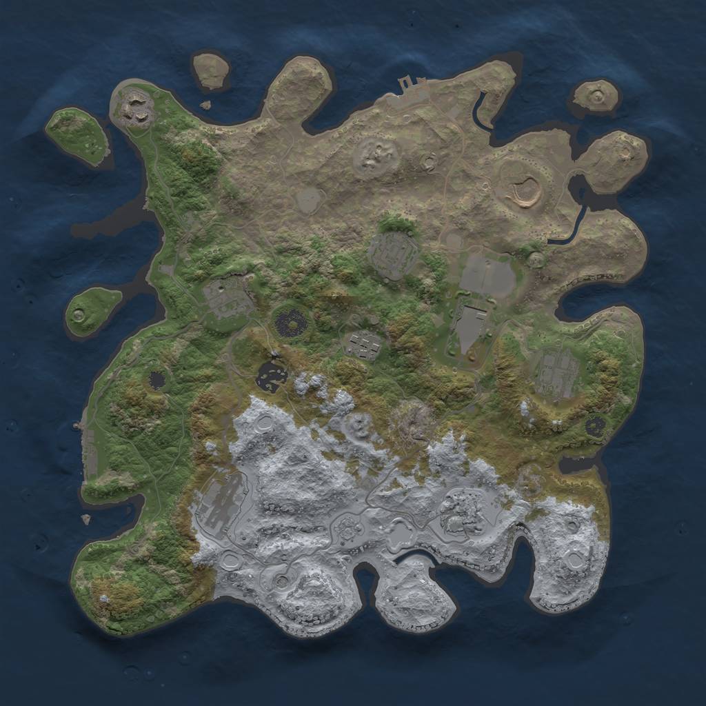 Rust Map: Procedural Map, Size: 3500, Seed: 79561755, 19 Monuments