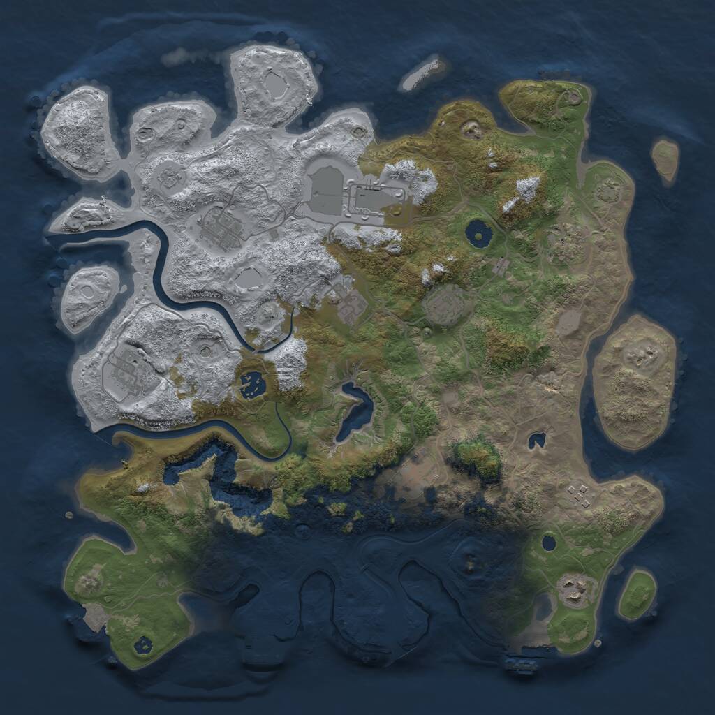 Rust Map: Procedural Map, Size: 4000, Seed: 21401543, 16 Monuments