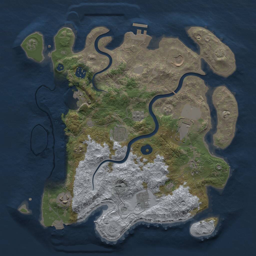 Rust Map: Procedural Map, Size: 3500, Seed: 84580142, 14 Monuments