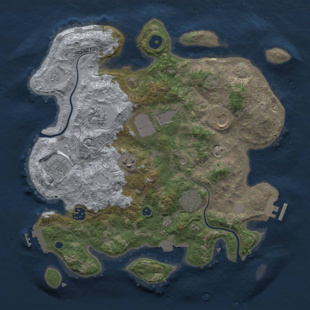 Rust Map: Procedural Map, Size: 3500, Seed: 38660563, 13 Monuments