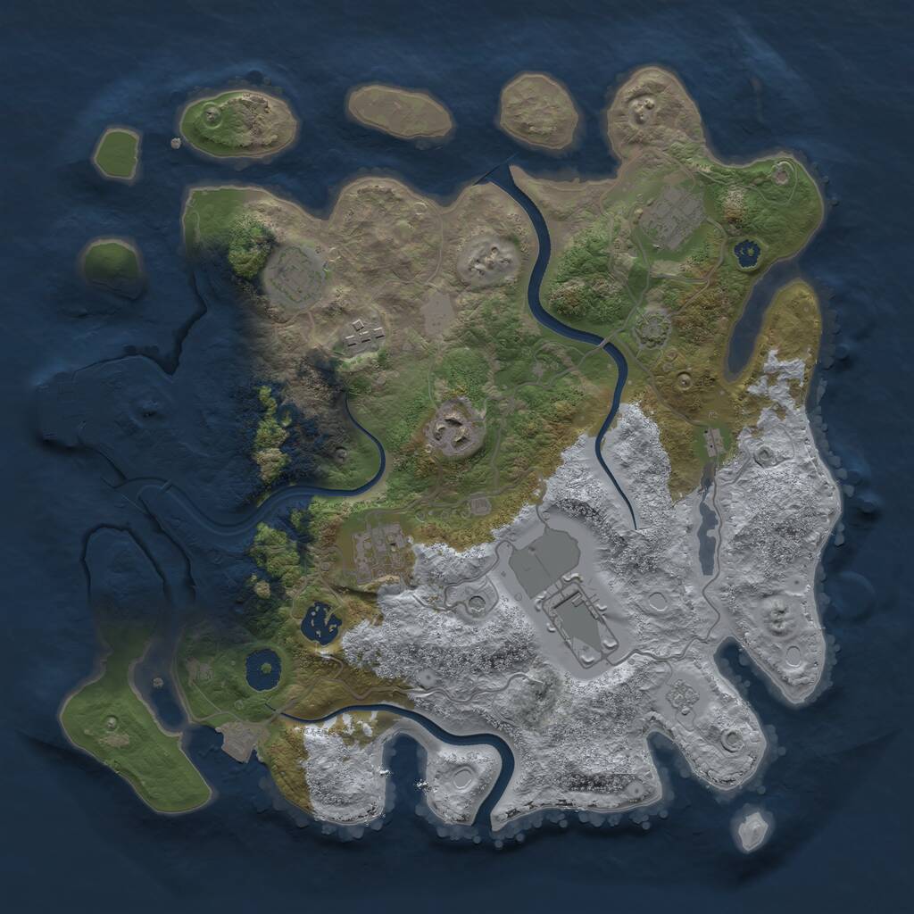 Rust Map: Procedural Map, Size: 3500, Seed: 76232605, 12 Monuments