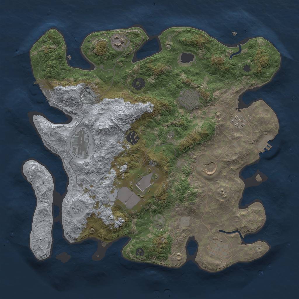 Rust Map: Procedural Map, Size: 3500, Seed: 34671904, 17 Monuments