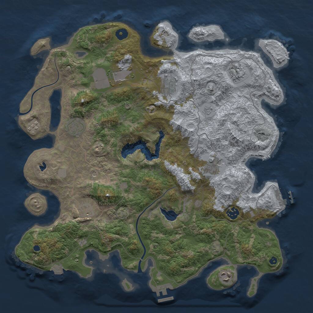 Rust Map: Procedural Map, Size: 4000, Seed: 128256, 15 Monuments