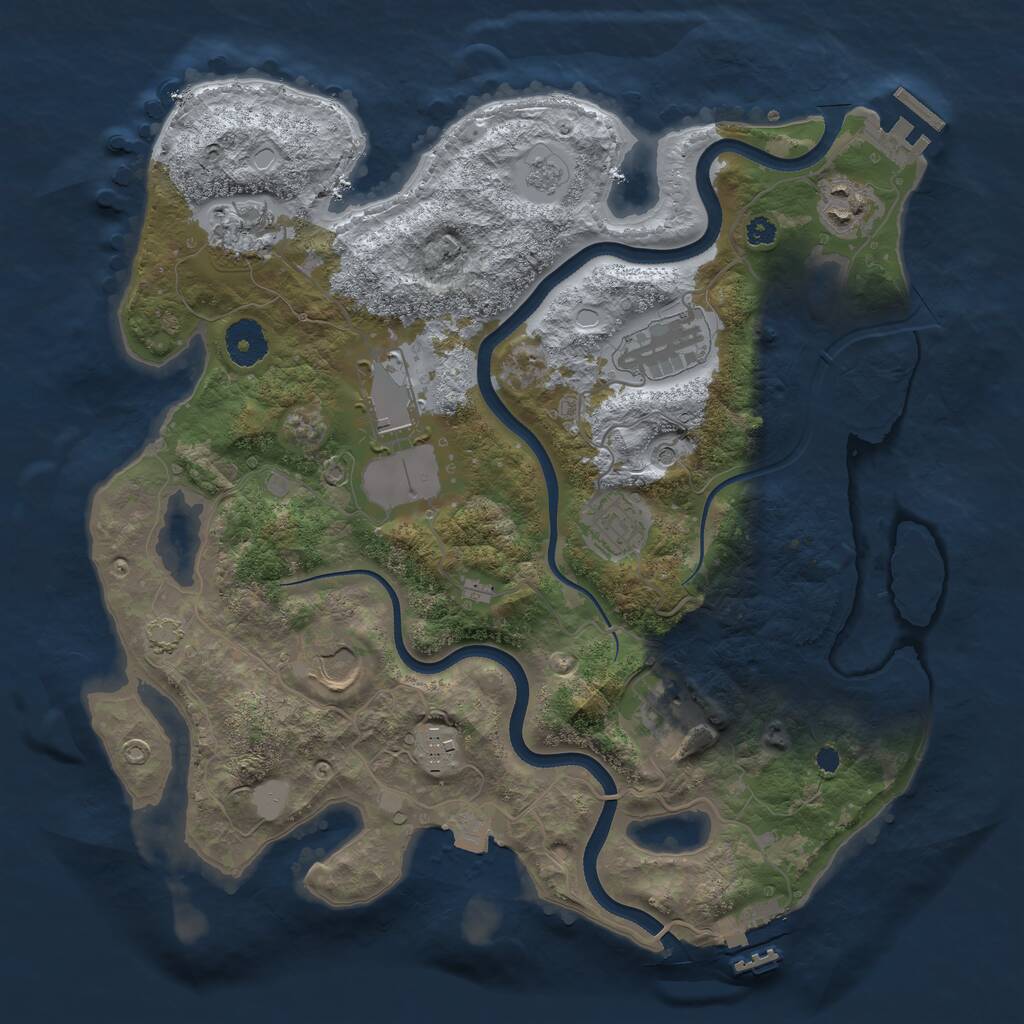Rust Map: Procedural Map, Size: 3500, Seed: 2091895, 14 Monuments