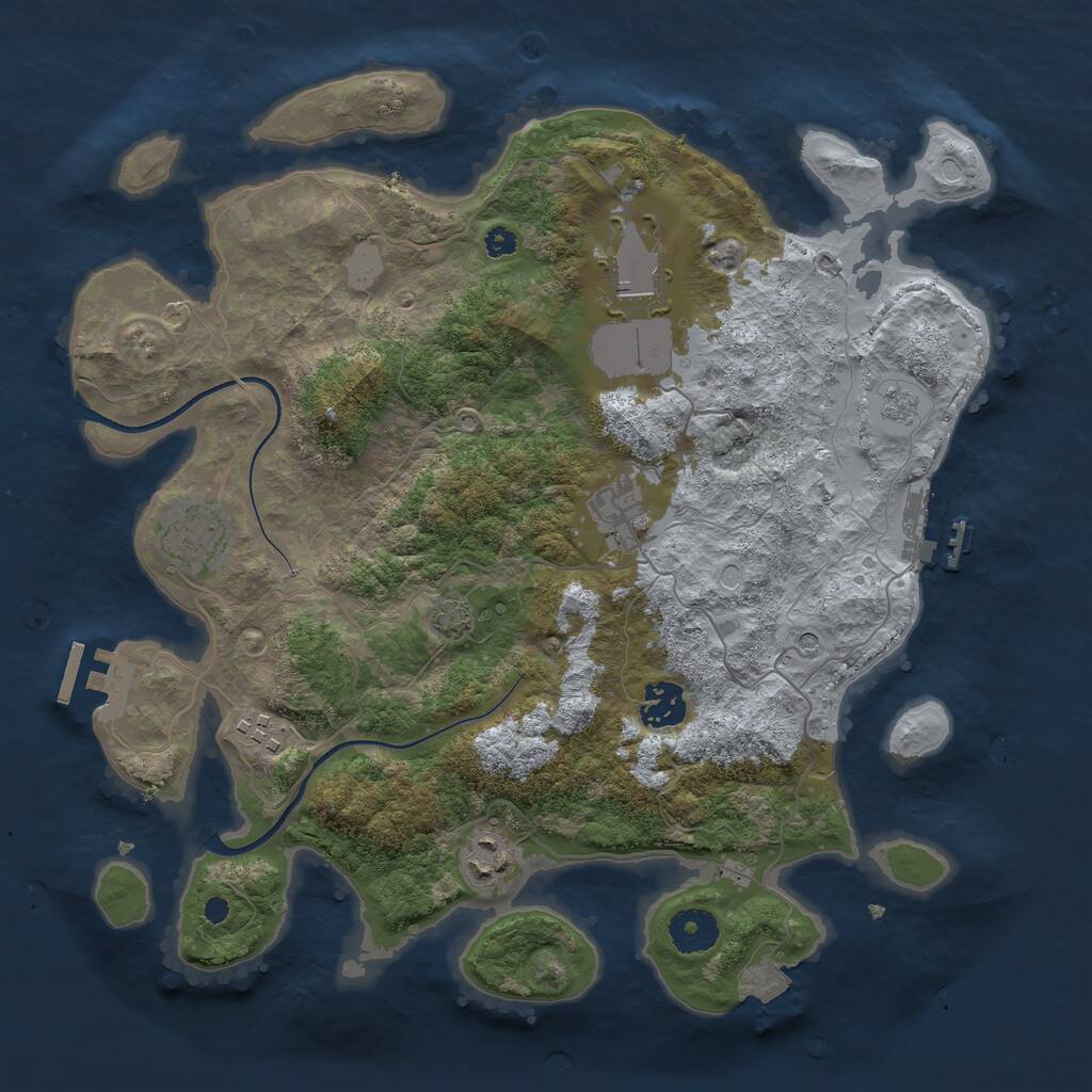 Rust Map: Procedural Map, Size: 3500, Seed: 55432492, 12 Monuments