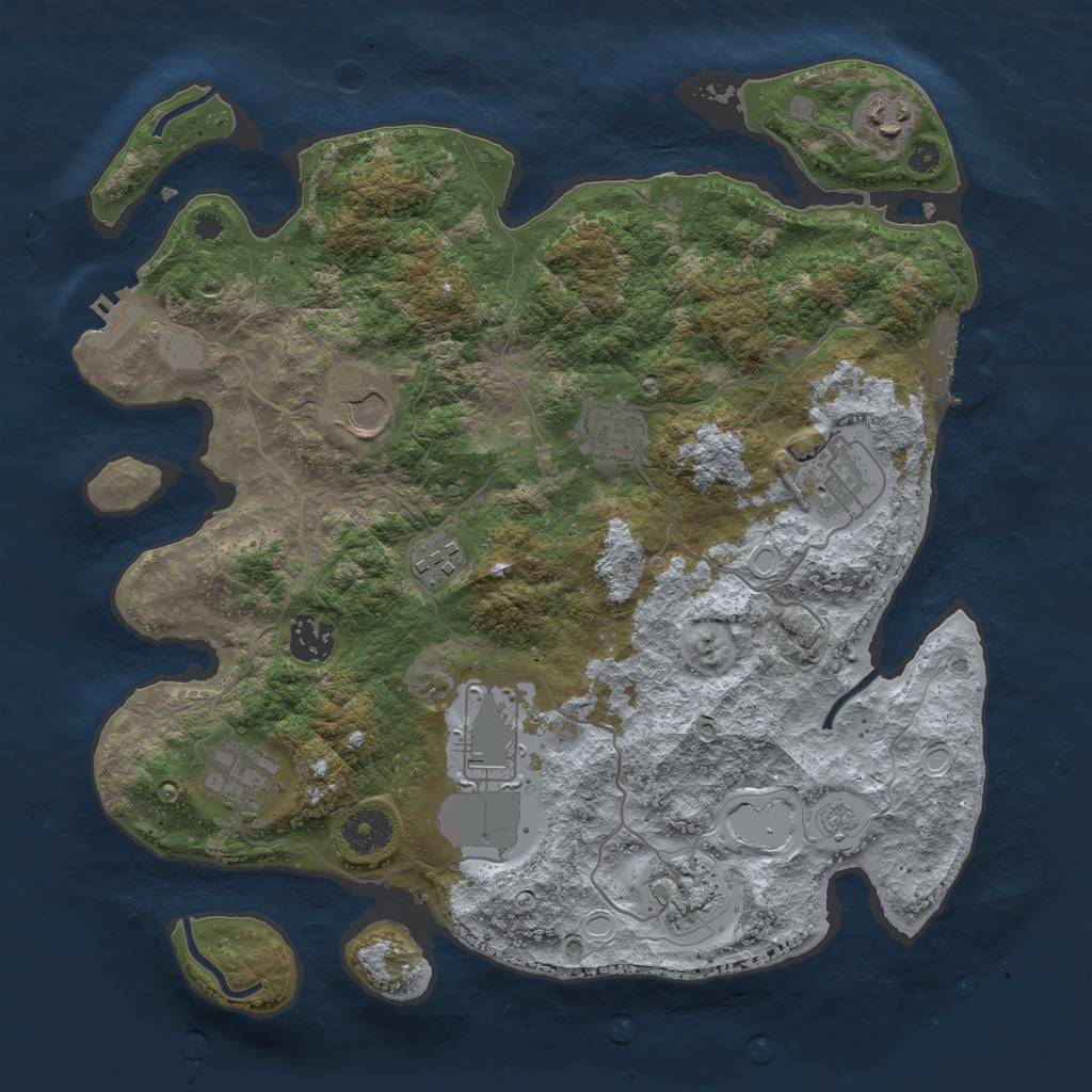 Rust Map: Procedural Map, Size: 3500, Seed: 82750096, 17 Monuments