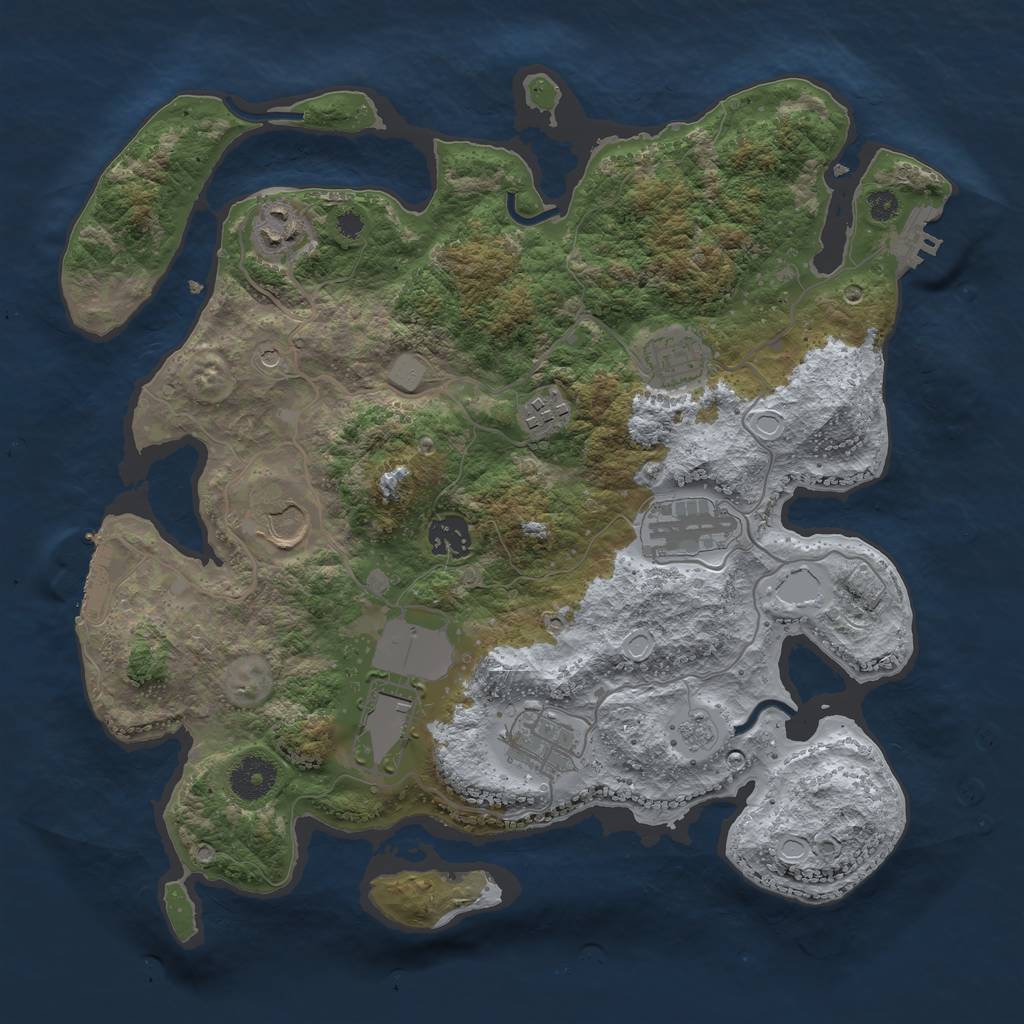 Rust Map: Procedural Map, Size: 3500, Seed: 41479895, 17 Monuments