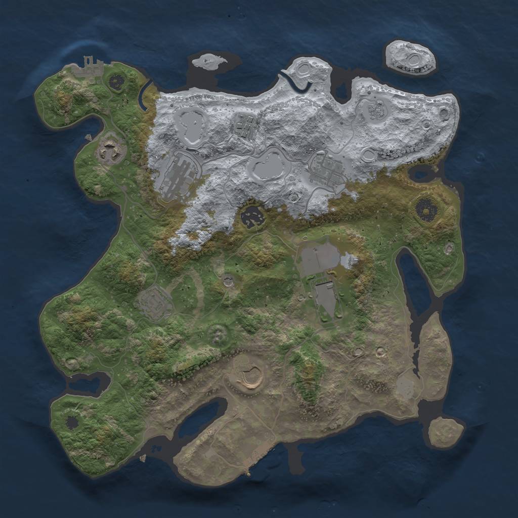 Rust Map: Procedural Map, Size: 3500, Seed: 78409144, 17 Monuments