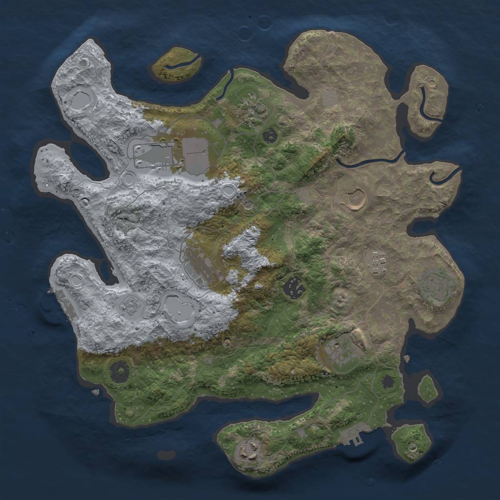 Rust Map: Procedural Map, Size: 3500, Seed: 80854421, 18 Monuments