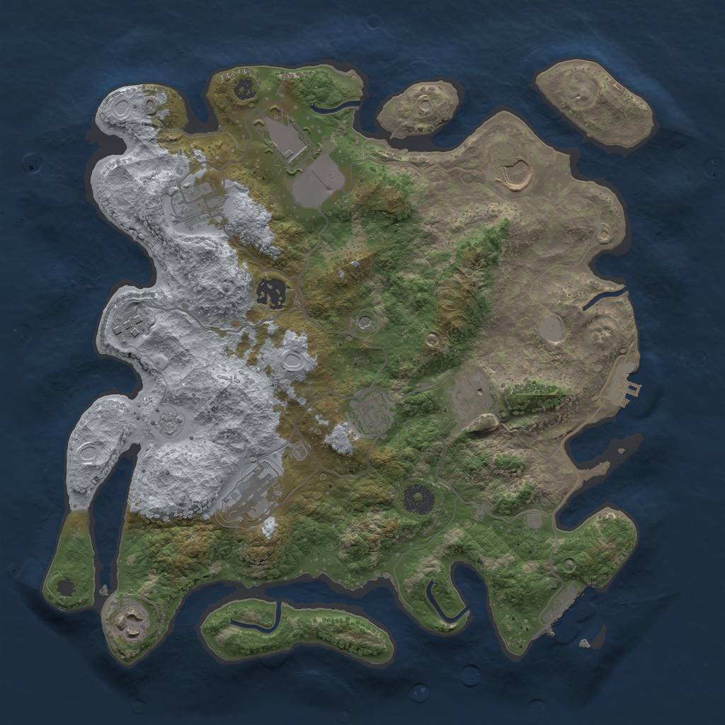Rust Map: Procedural Map, Size: 3500, Seed: 1169, 18 Monuments