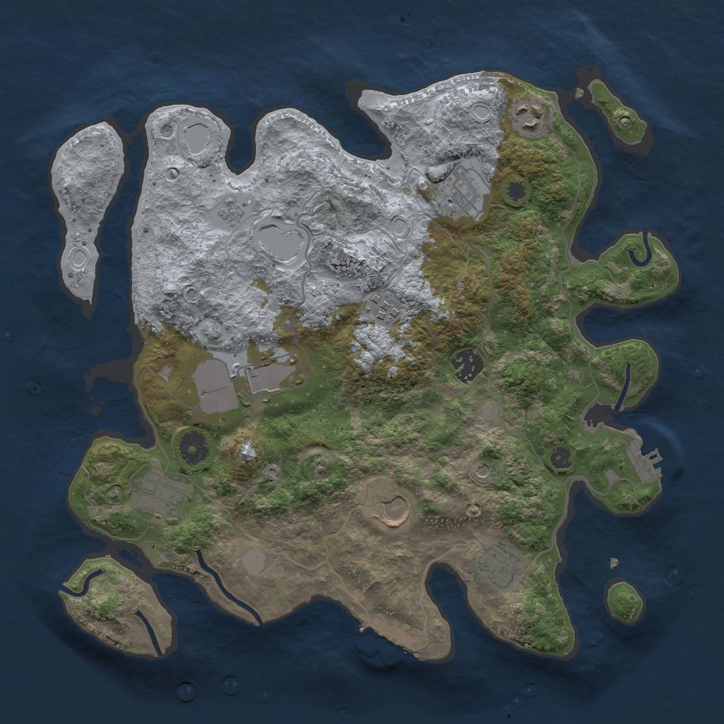 Rust Map: Procedural Map, Size: 3500, Seed: 25144686, 17 Monuments