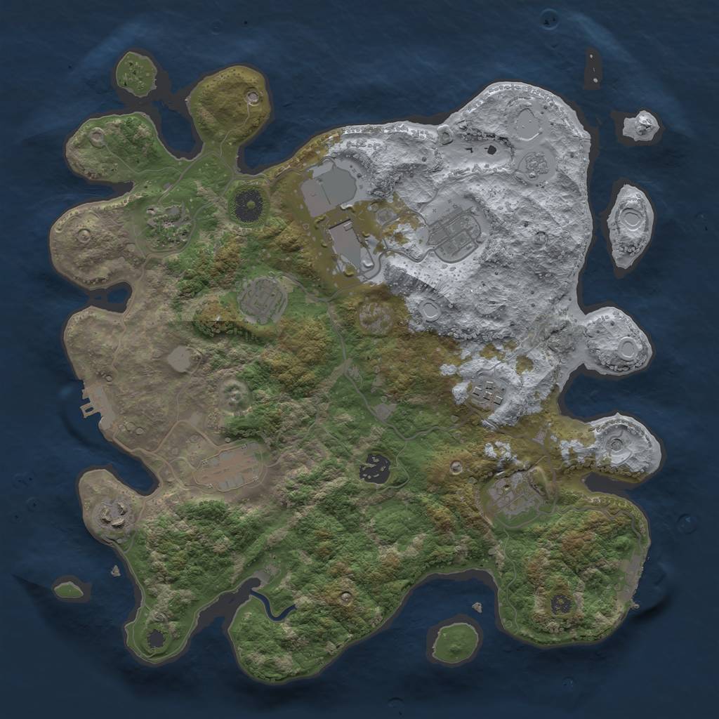 Rust Map: Procedural Map, Size: 3500, Seed: 19977309, 18 Monuments