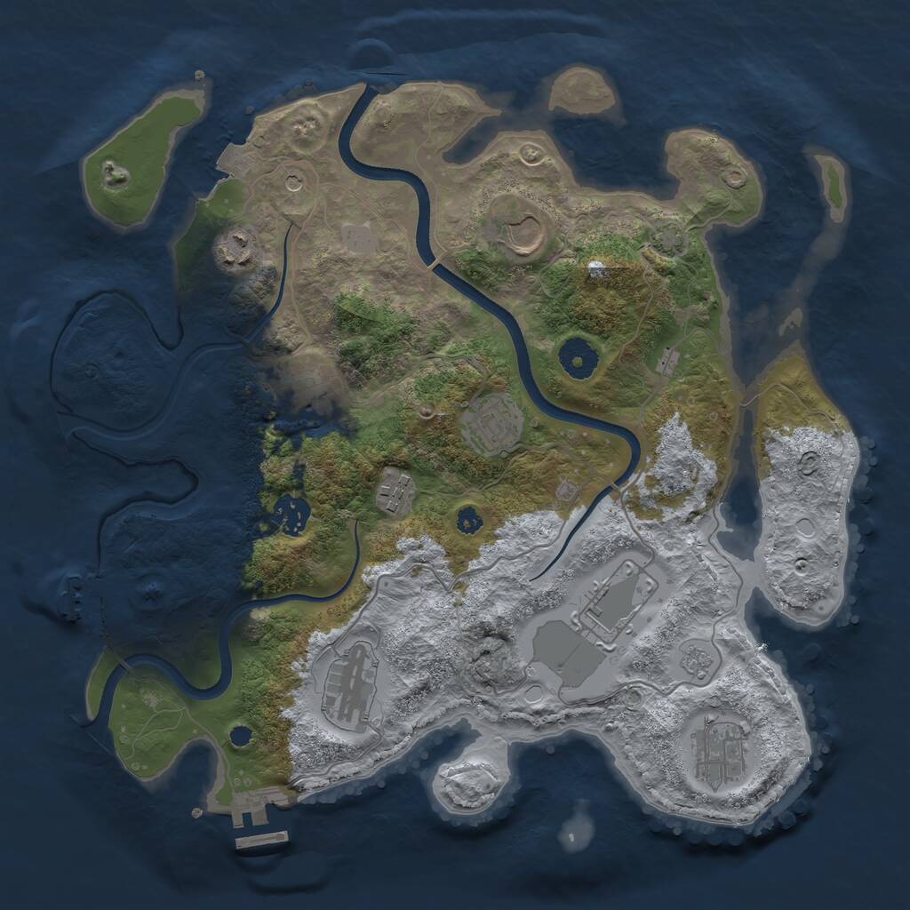 Rust Map: Procedural Map, Size: 3500, Seed: 1971210310, 15 Monuments