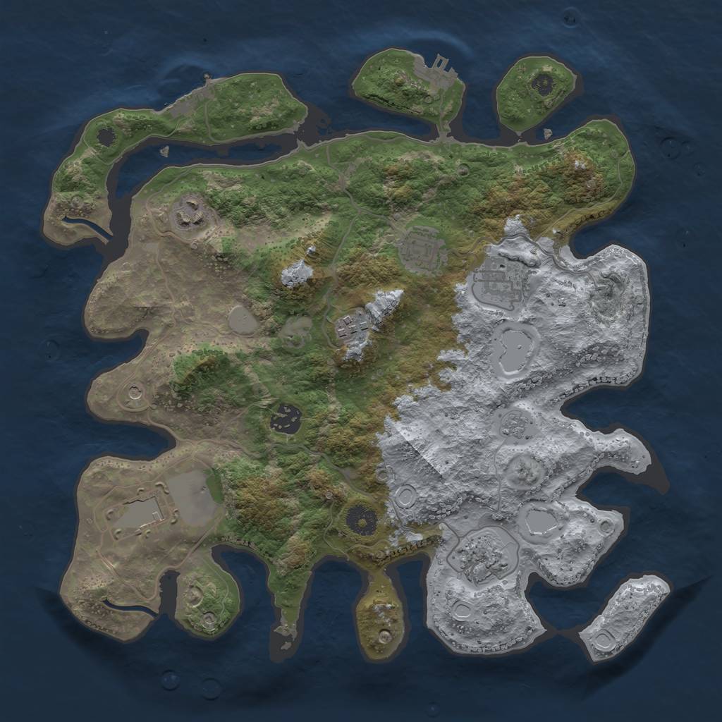 Rust Map: Procedural Map, Size: 3500, Seed: 90168382, 16 Monuments