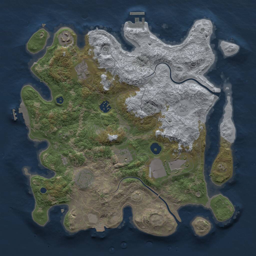 Rust Map: Procedural Map, Size: 3500, Seed: 62860533, 13 Monuments