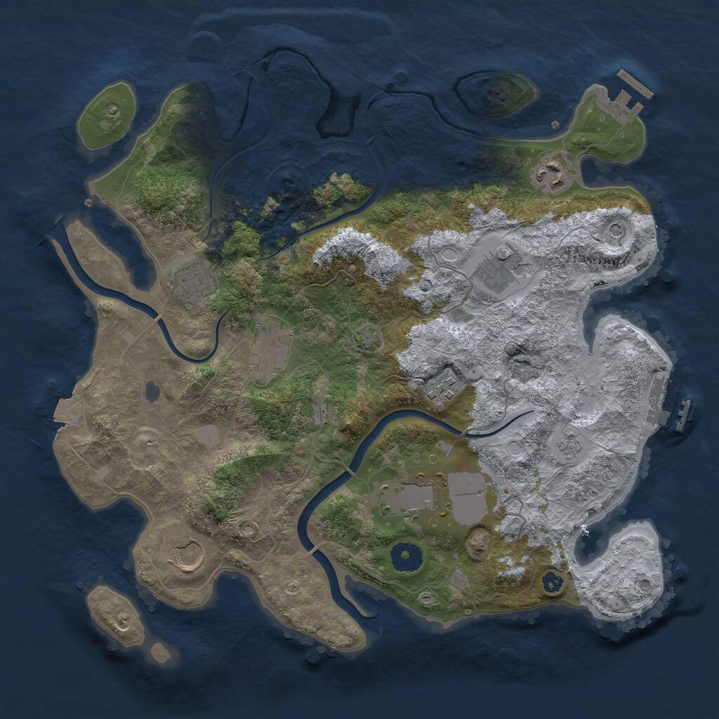 Rust Map: Procedural Map, Size: 3500, Seed: 64490660, 13 Monuments