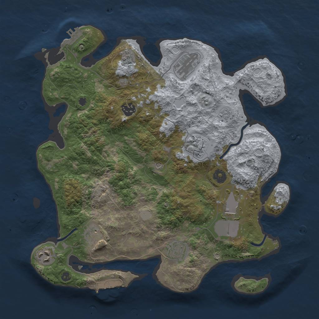 Rust Map: Procedural Map, Size: 3500, Seed: 1852901, 17 Monuments