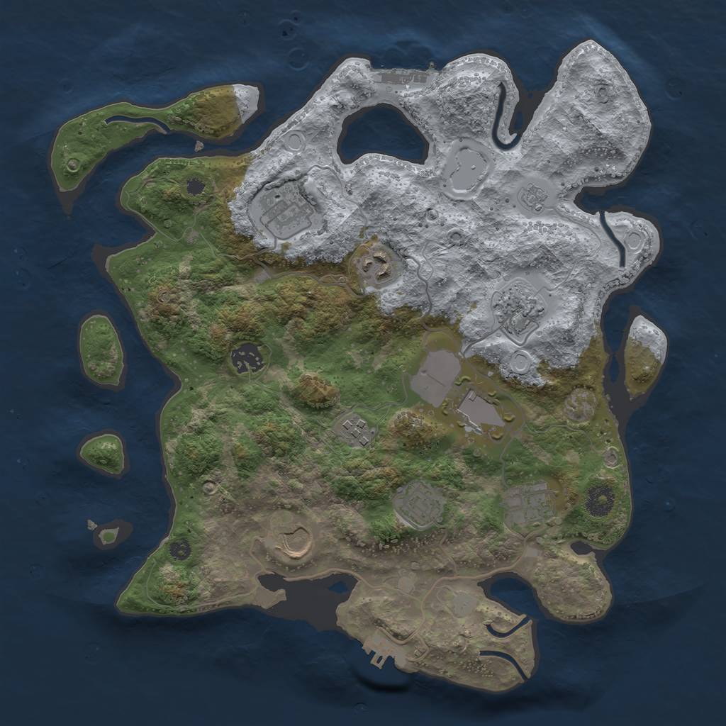 Rust Map: Procedural Map, Size: 3500, Seed: 91128023, 17 Monuments