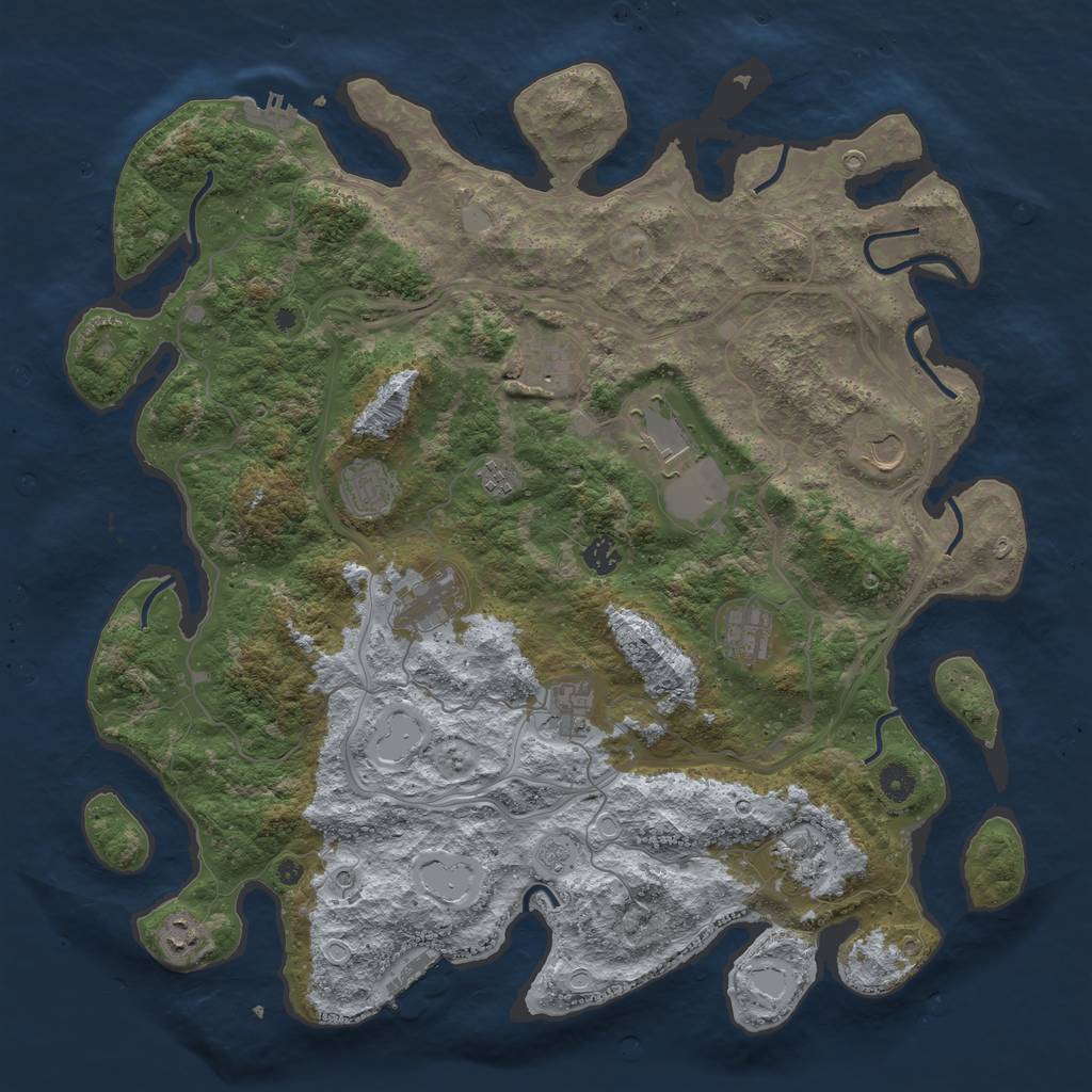 Rust Map: Procedural Map, Size: 4500, Seed: 1320409335, 20 Monuments