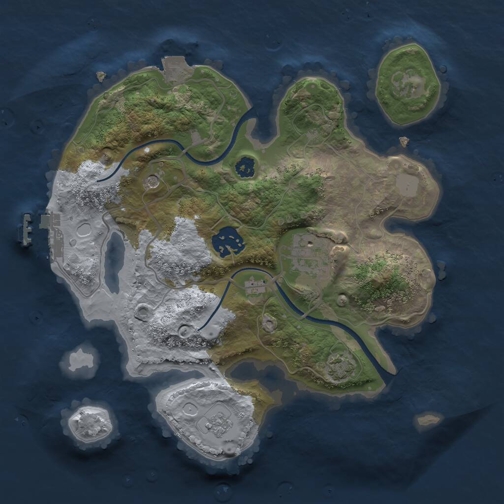Rust Map: Procedural Map, Size: 2500, Seed: 3594, 7 Monuments