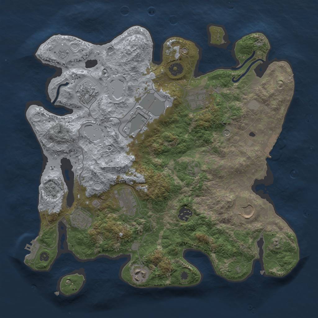 Rust Map: Procedural Map, Size: 3500, Seed: 1646715, 18 Monuments