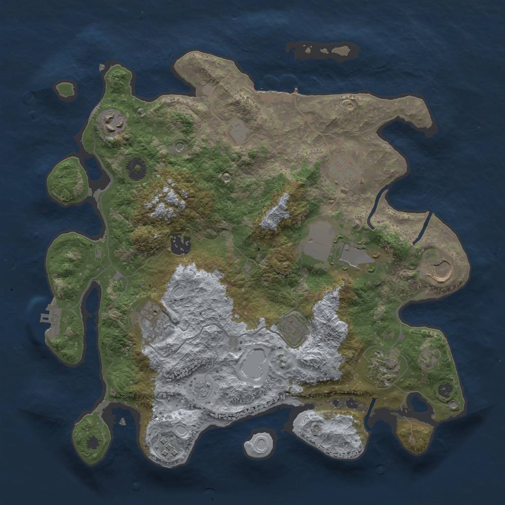 Rust Map: Procedural Map, Size: 3500, Seed: 88817459, 16 Monuments